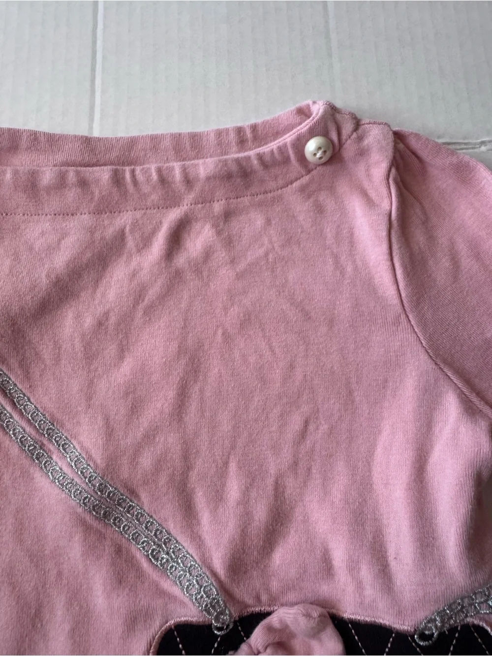Gymboree Pink Long Sleeve Top with Purse Appliqué